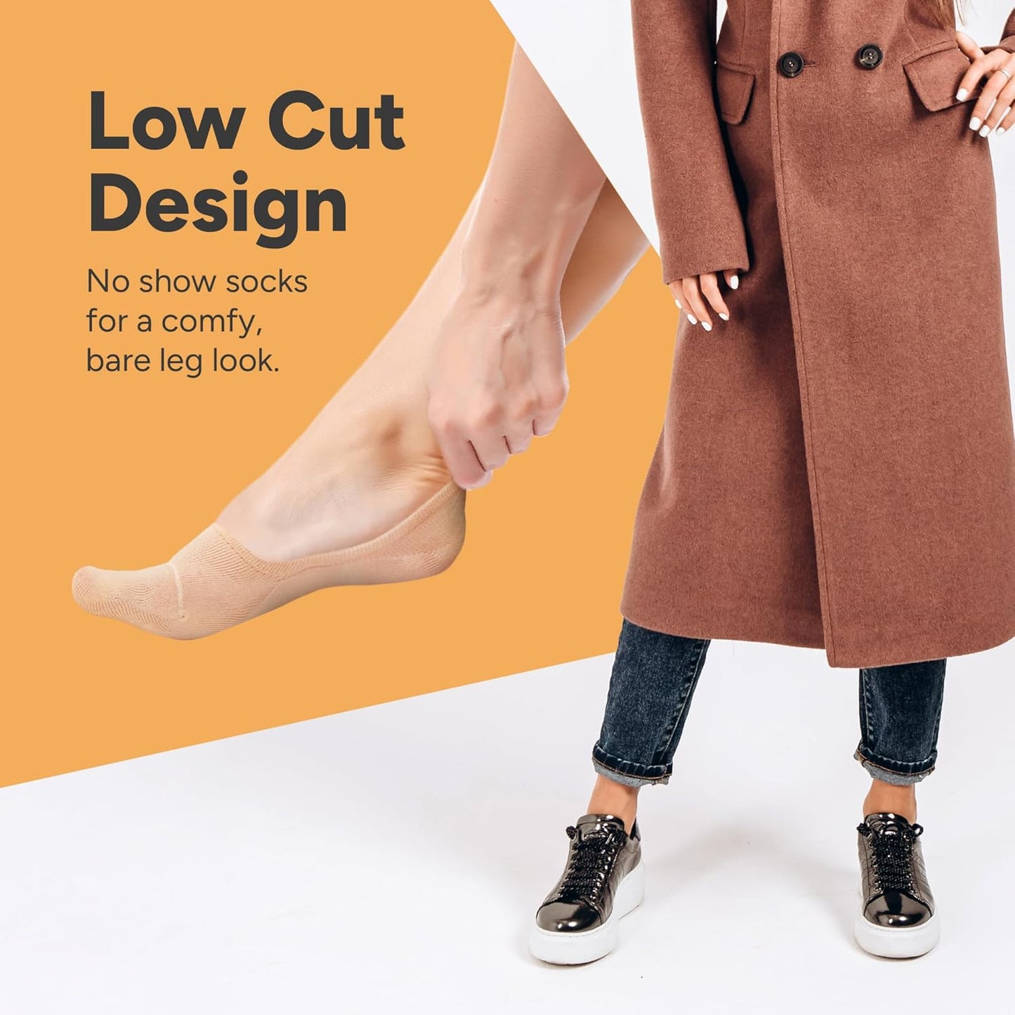 No Show Socks Womens Invisible Liner, Non Slip & Low Cut, Casual & Formal Wear, Soft & Stretchable