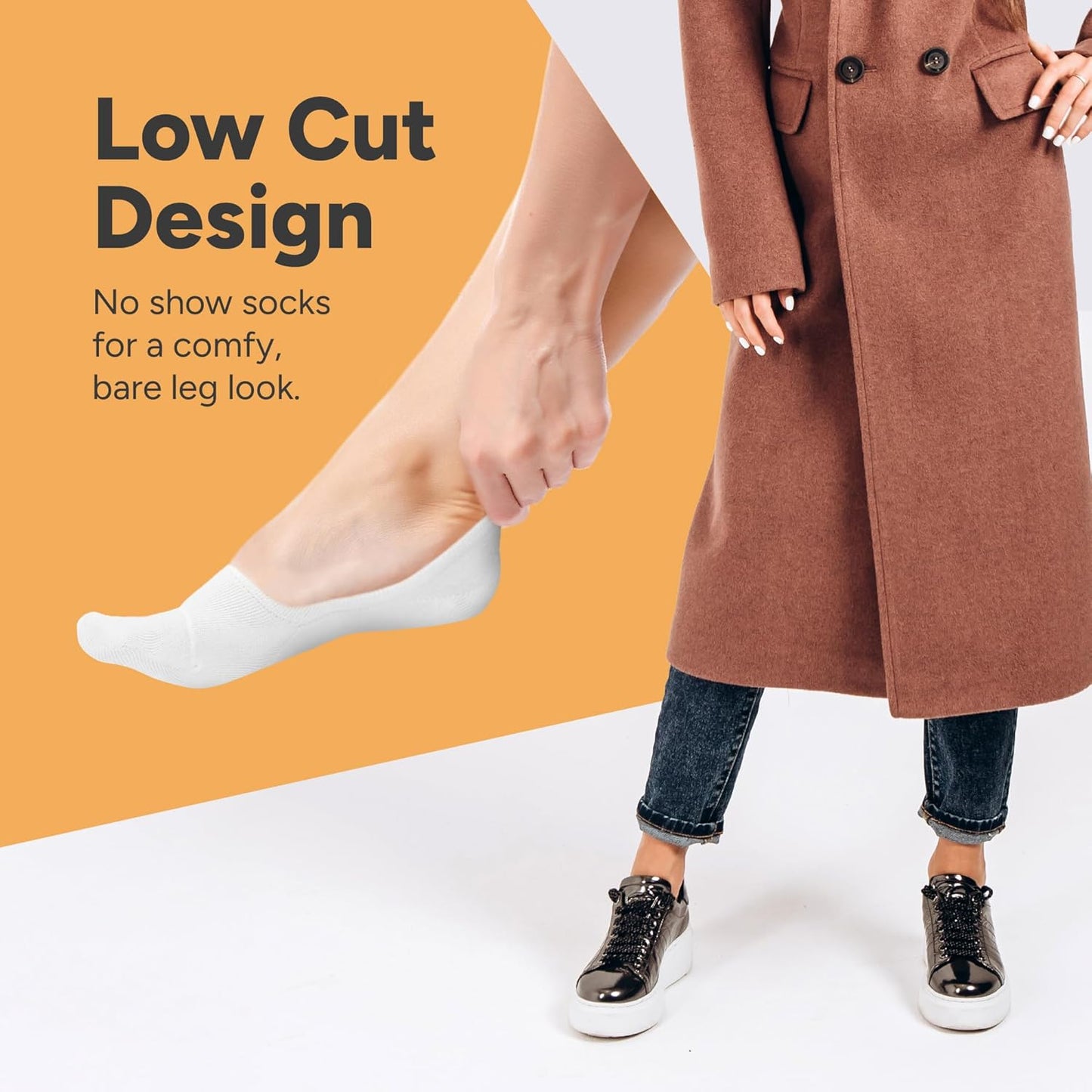 No Show Socks Womens Invisible Liner, Non Slip & Low Cut, Casual & Formal Wear, Soft & Stretchable